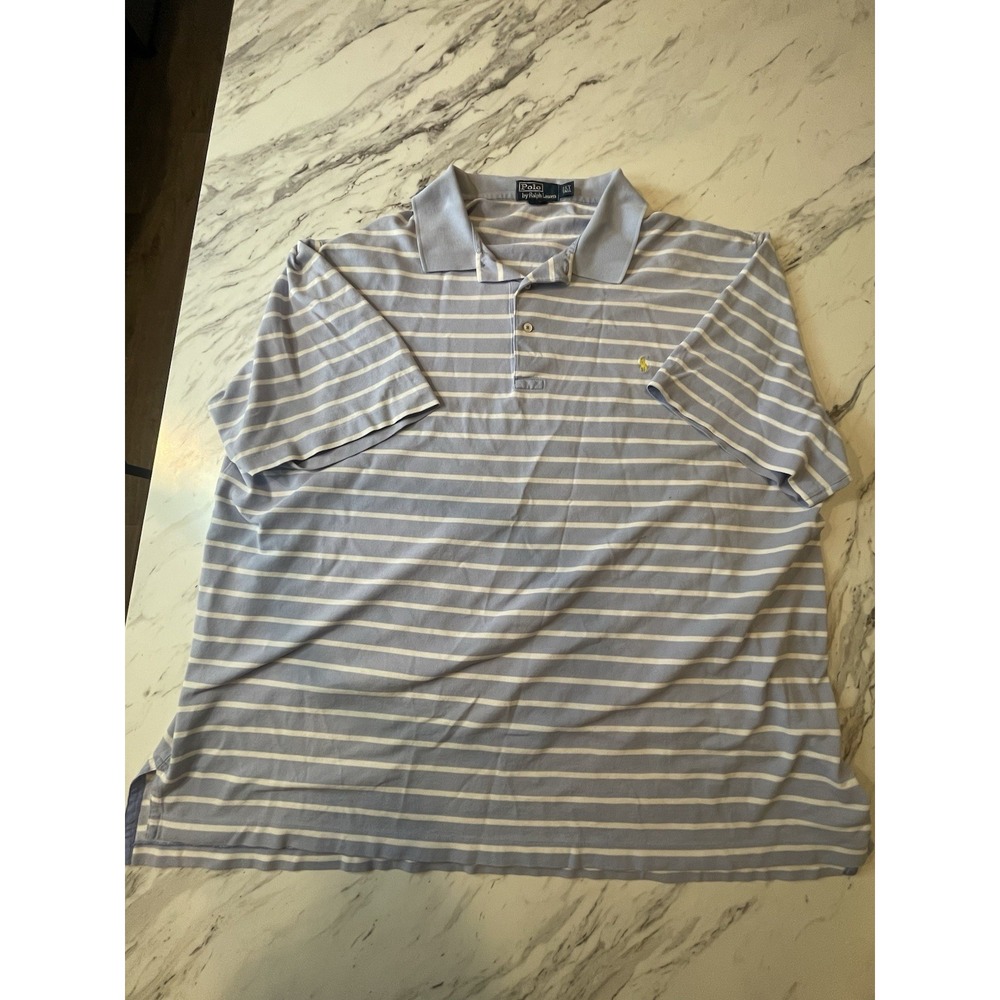 Vintage Polo Ralph Lauren Shirt Mens 2LT Big Blue White Striped Preppy Designer